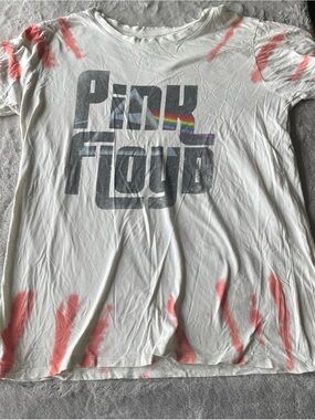 Pink Floyd White Tee with Pink Accents and Rainbow Logo